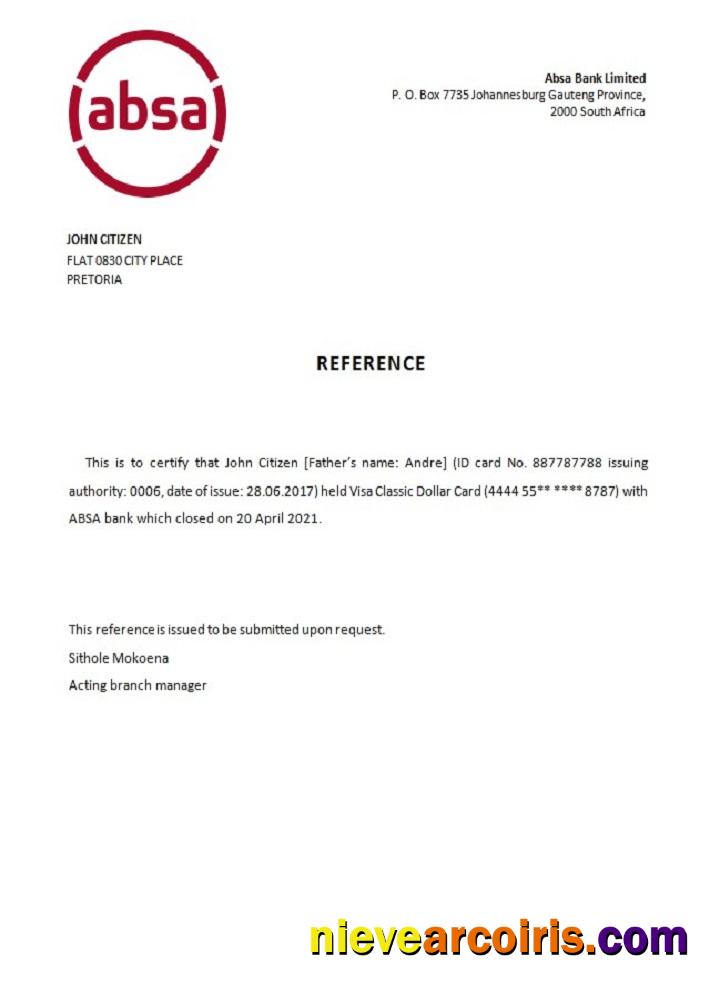 South Africa ABSA bank closure reference